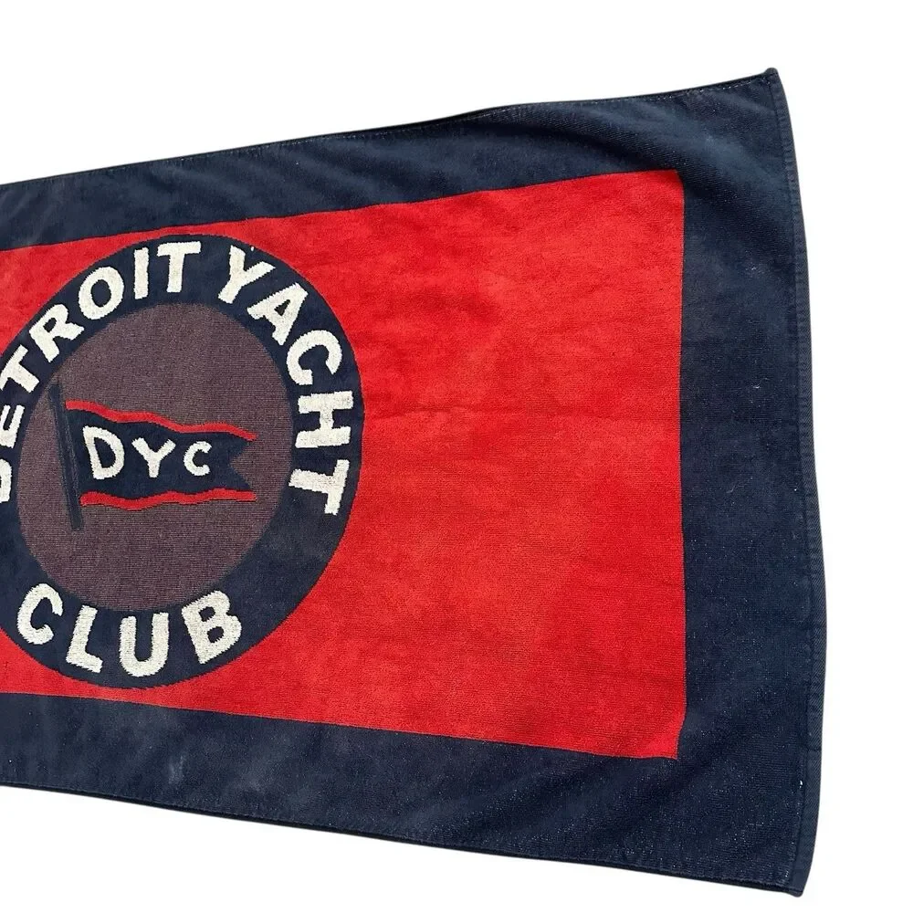 Vintage Detroit Yacht Club Beach Towel Heavy Weight 57” X 30” Made In USA